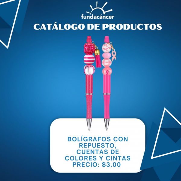 Bolígrafos con repuesto, cuentas de colores y cintas